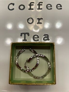 Lia Sophia Hammered Silver Hoop Earrings